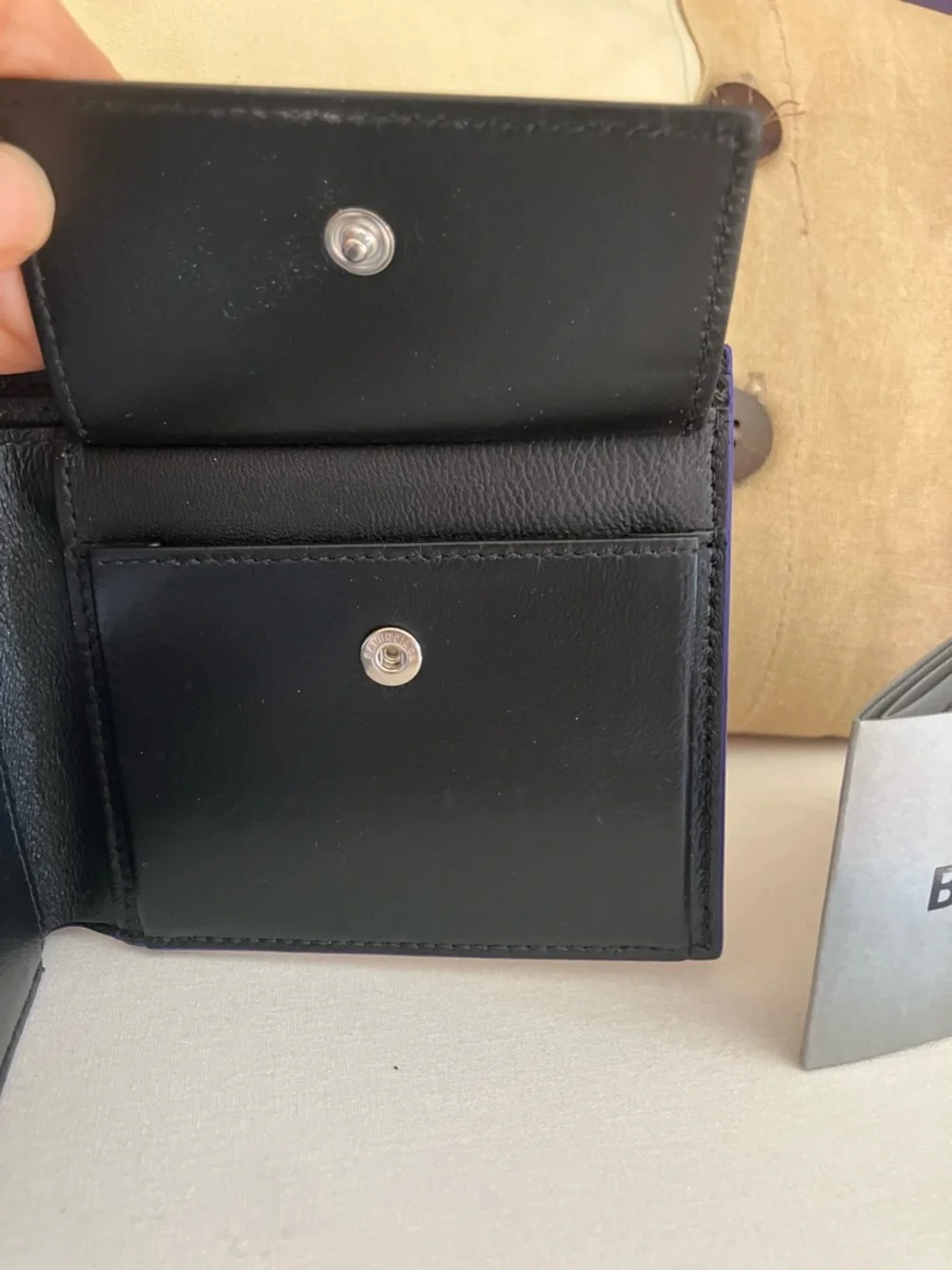 New Balenciaga Purple Leather Paisley Print Bi-fold Wallet